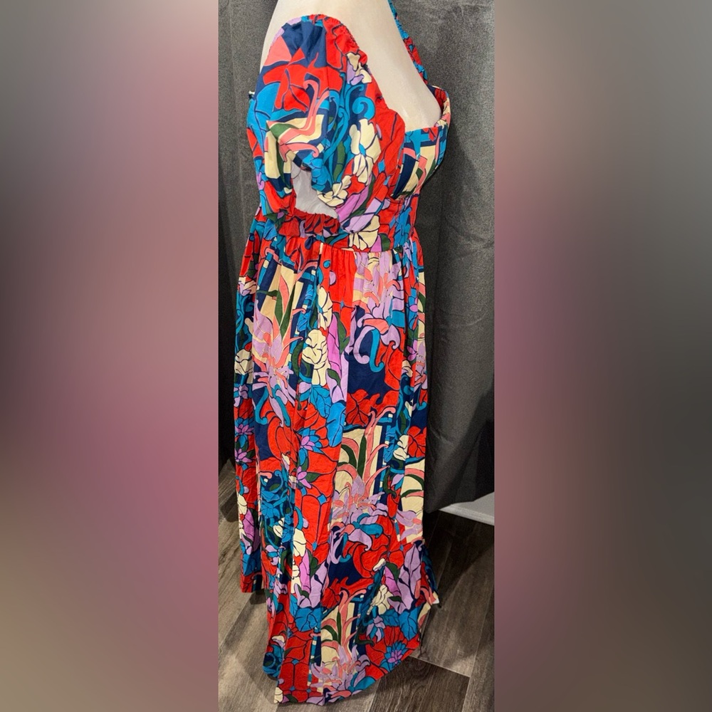 NWOT Tuckernuck Climbing Cosmos Valerie Midi Dress Size 6 Cotton Floral Tropical - Picture 10 of 16